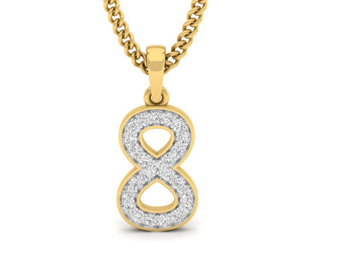 18Kt gold number 8 real diamond pendant by diamtrendz