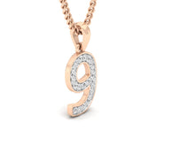 Load image into Gallery viewer, 18Kt rose gold number 9 real diamond pendant by diamtrendz
