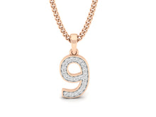 Load image into Gallery viewer, 18Kt rose gold number 9 real diamond pendant by diamtrendz
