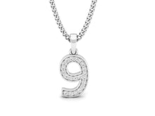 Load image into Gallery viewer, 18Kt white gold number 9 real diamond pendant by diamtrendz
