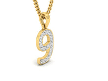 Load image into Gallery viewer, 18Kt gold number 9 real diamond pendant by diamtrendz

