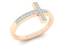 Load image into Gallery viewer, 18Kt rose gold cross diamond ring by diamtrendz
