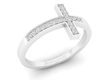 Load image into Gallery viewer, 18Kt white gold cross diamond ring by diamtrendz
