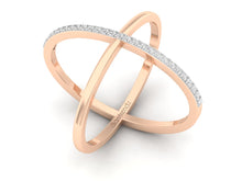 Load image into Gallery viewer, 18Kt rose gold cross diamond ring by diamtrendz
