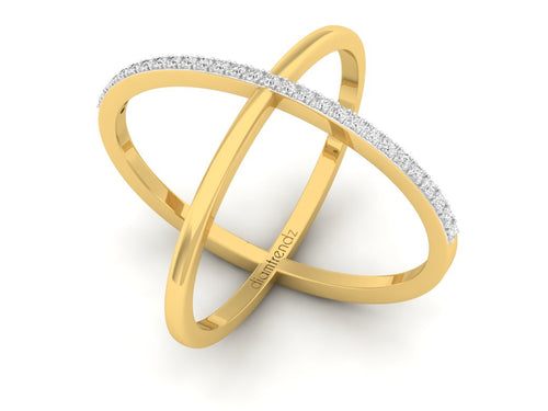 18Kt gold cross diamond ring by diamtrendz