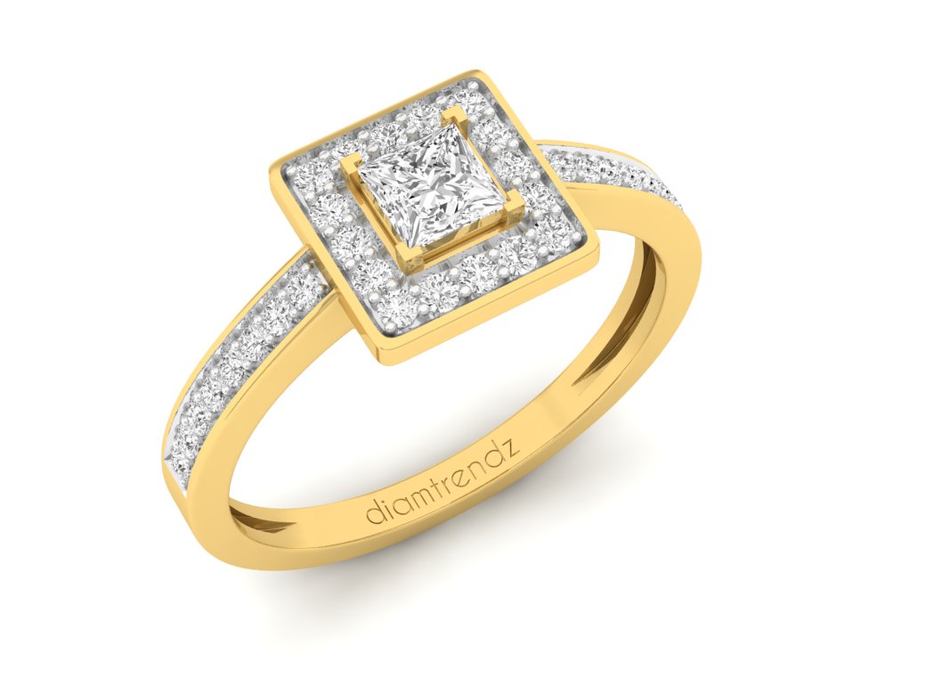 18Kt gold square diamond ring by diamtrendz