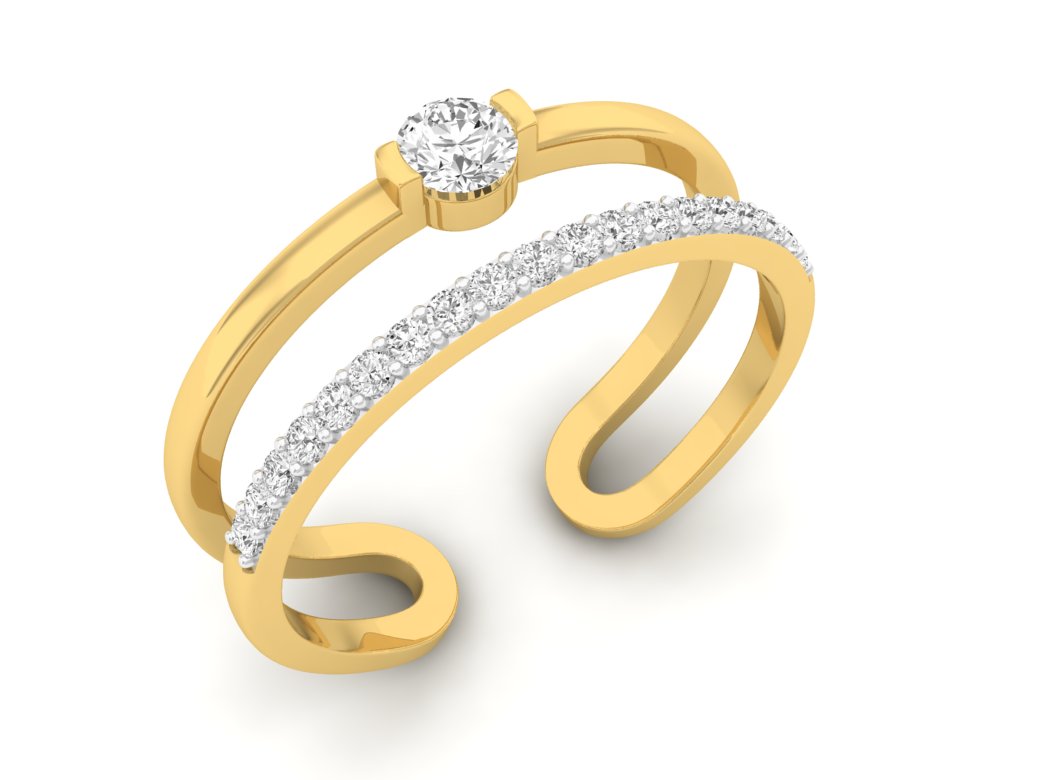 18Kt gold double band diamond ring by diamtrendz