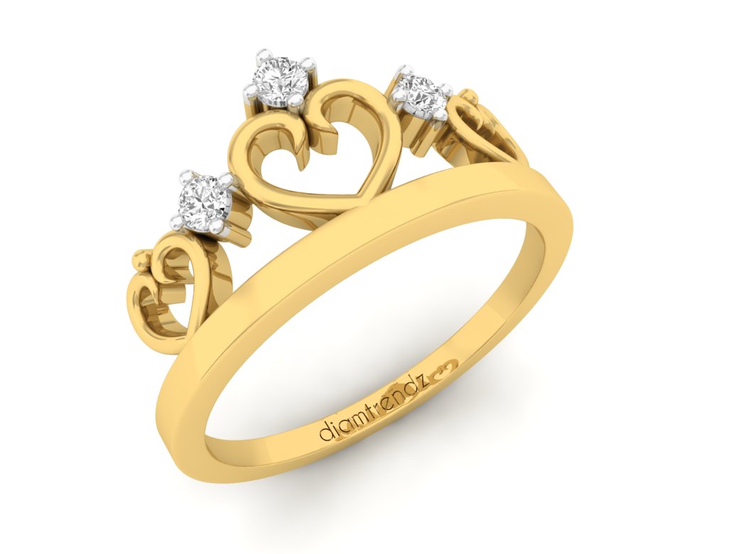 18Kt gold crown diamond ring by diamtrendz